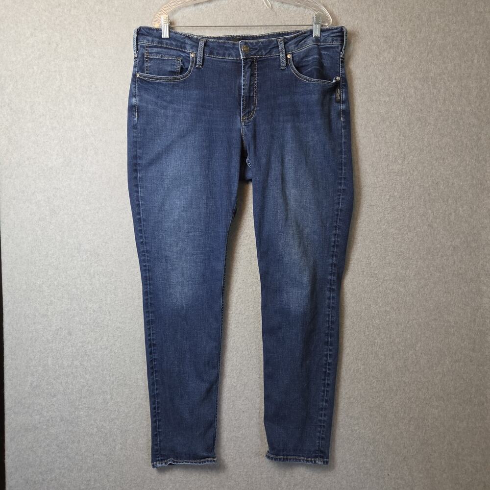 Silver Jeans Boyfriend Blue Mid Rise Slim Leg Jeans Women's Plus 18 L 29 Stretch